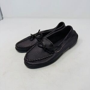 Minnetonka Dark Brown Leather Moccasins Slip On Comfort Loafers Size 6 Elevated